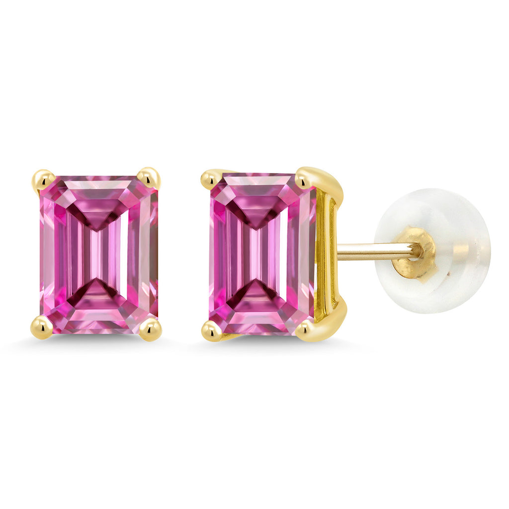 Pink Moissanite - April_14K Yellow Gold_Earrings in 14K Yellow Gold