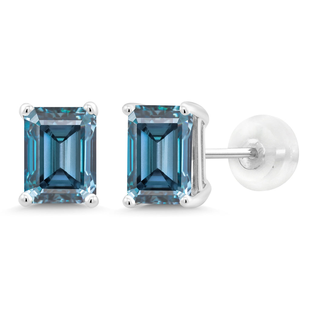 Persian Blue Moissanite - April_14K White Gold_Earrings in 14K White Gold