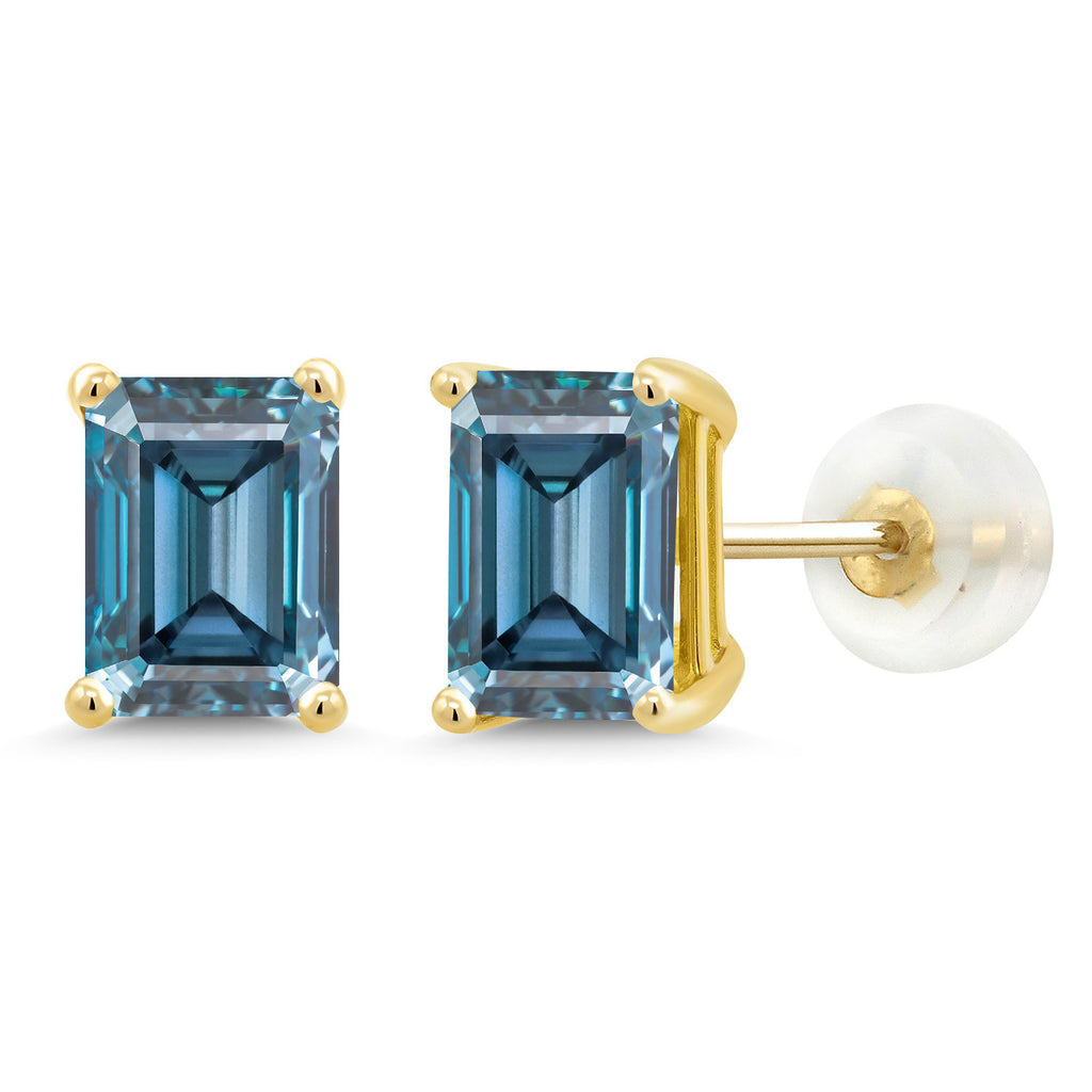 Persian Blue Moissanite - April_14K Yellow Gold_Earrings in 14K Yellow Gold