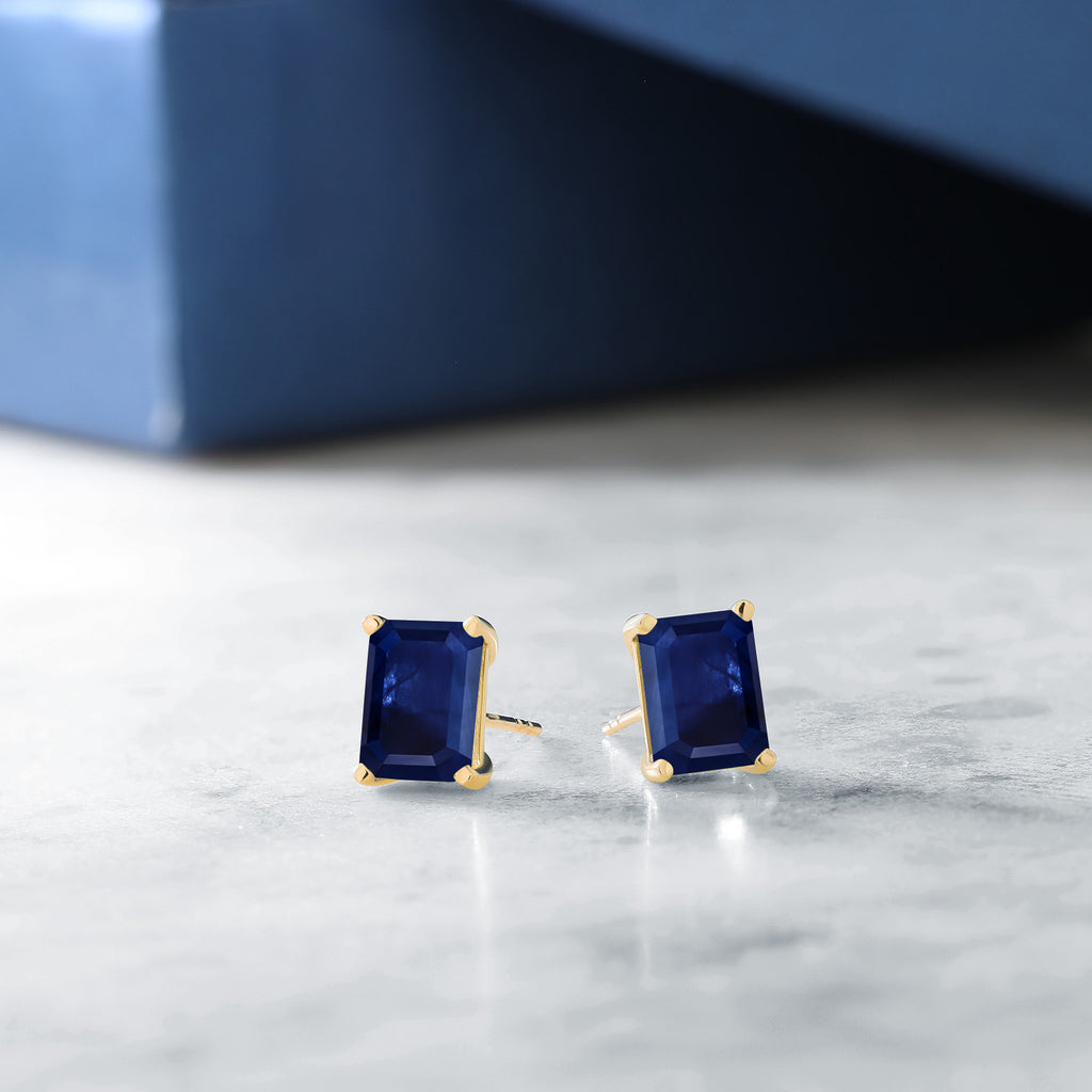 Blue Sapphire - September_Yellow Gold_Earrings in Yellow Gold