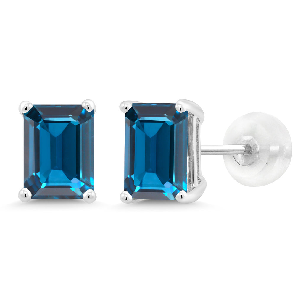 London Blue Topaz - November_14K White Gold_Earrings in 14K White Gold