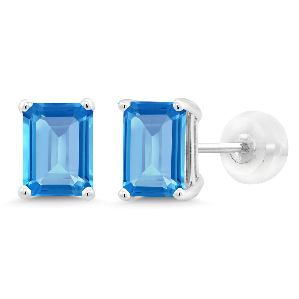 Swiss Blue Topaz - November_14K White Gold_Earrings in 14K White Gold