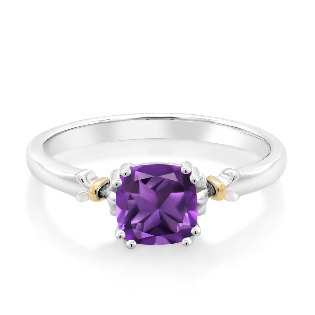 Amethyst - February_9_Ring in 925 Sterling Silver and 10K Yellow Gold