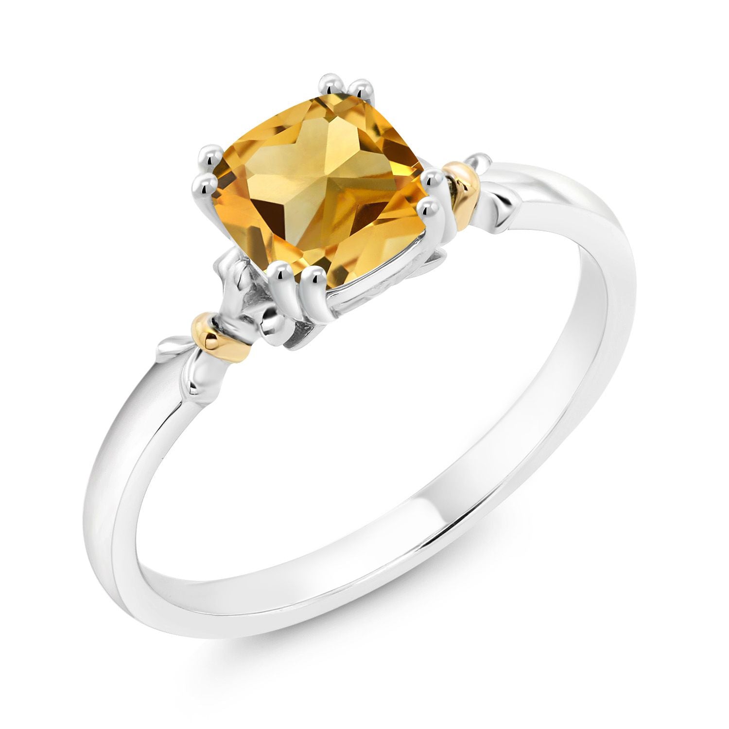 Citrine - November_7_Ring in 925 Sterling Silver and 10K Yellow Gold