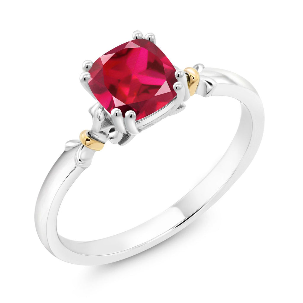 Created Ruby - July_5_Ring in 925 Sterling Silver and 10K Yellow Gold
