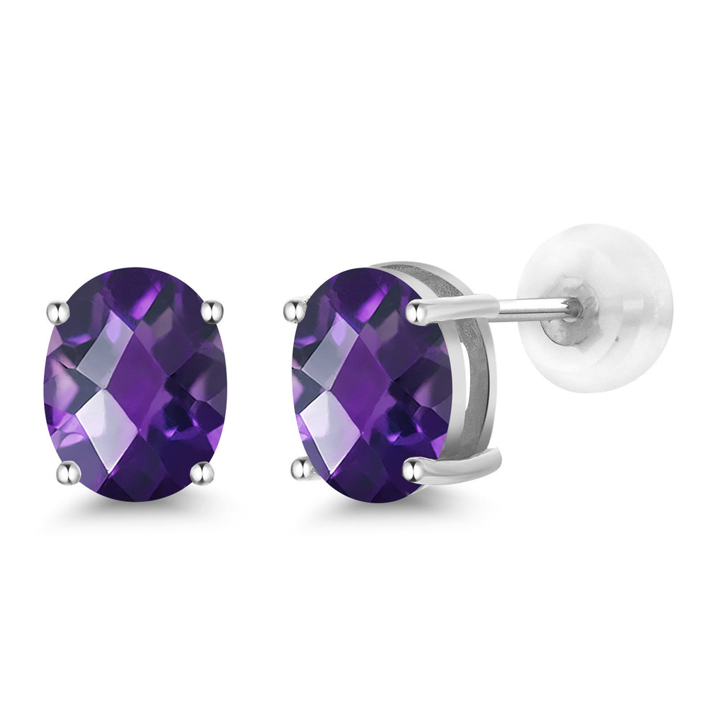 Amethyst-Checkerboard - February_14K White Gold_Earrings in 14K White Gold