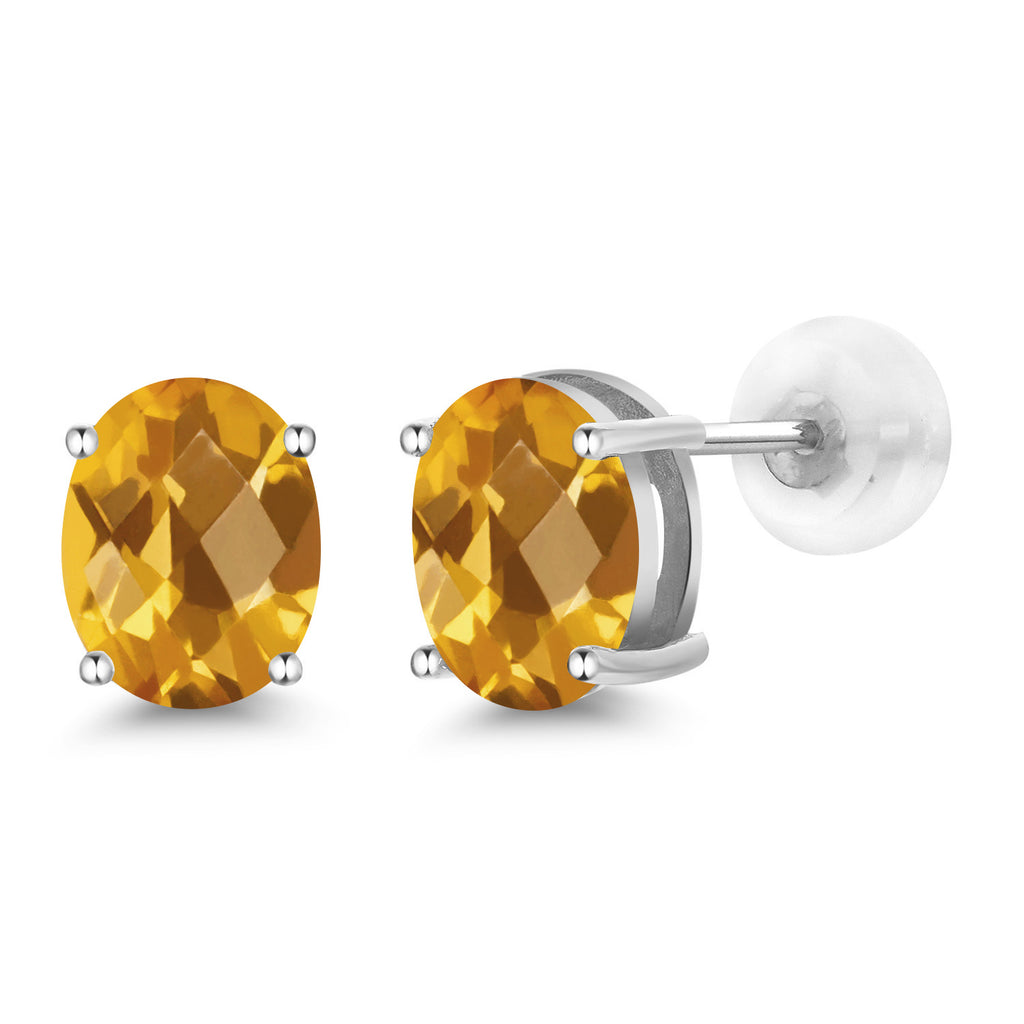 Citrine-Checkerboard - November_14K White Gold_Earrings in 14K White Gold