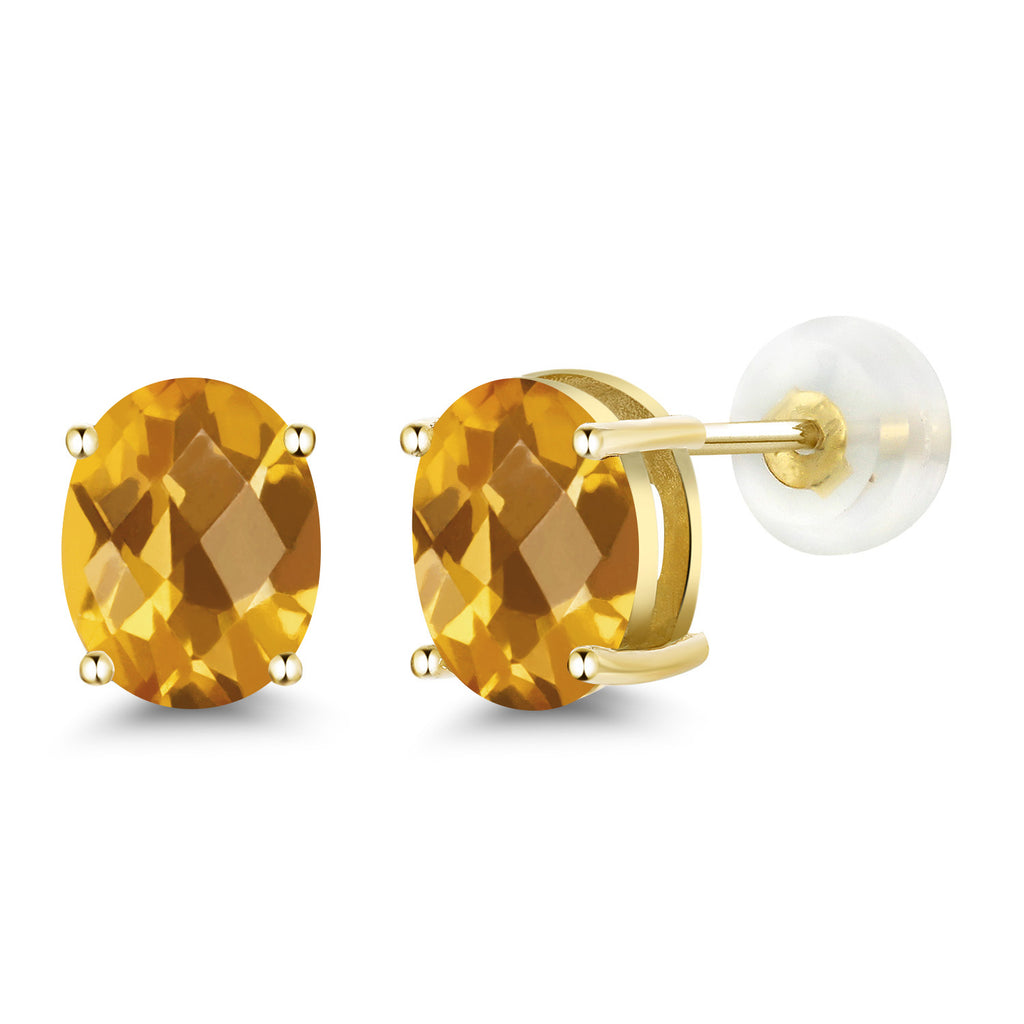 Citrine-Checkerboard - November_14K Yellow Gold_Earrings in 14K Yellow Gold
