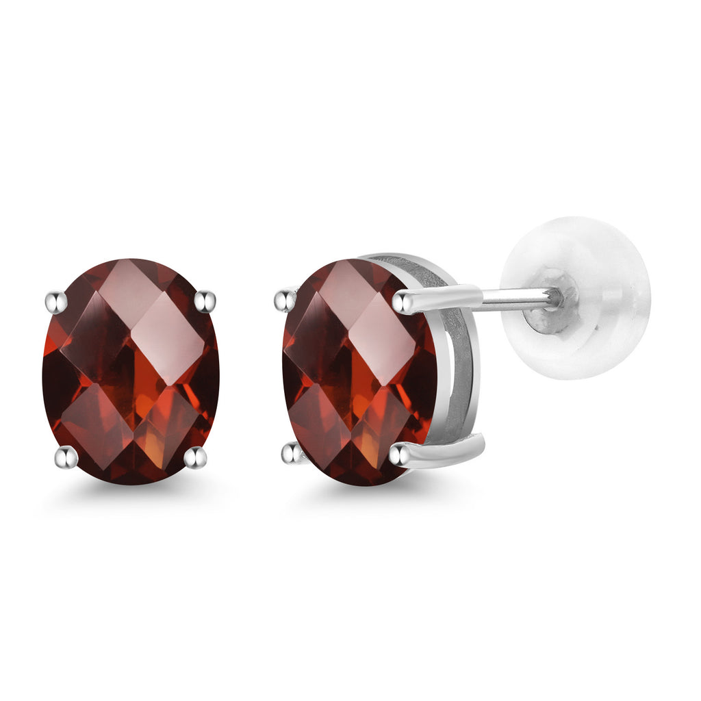 Garnet-Checkerboard - January_14K White Gold_Earrings in 14K White Gold