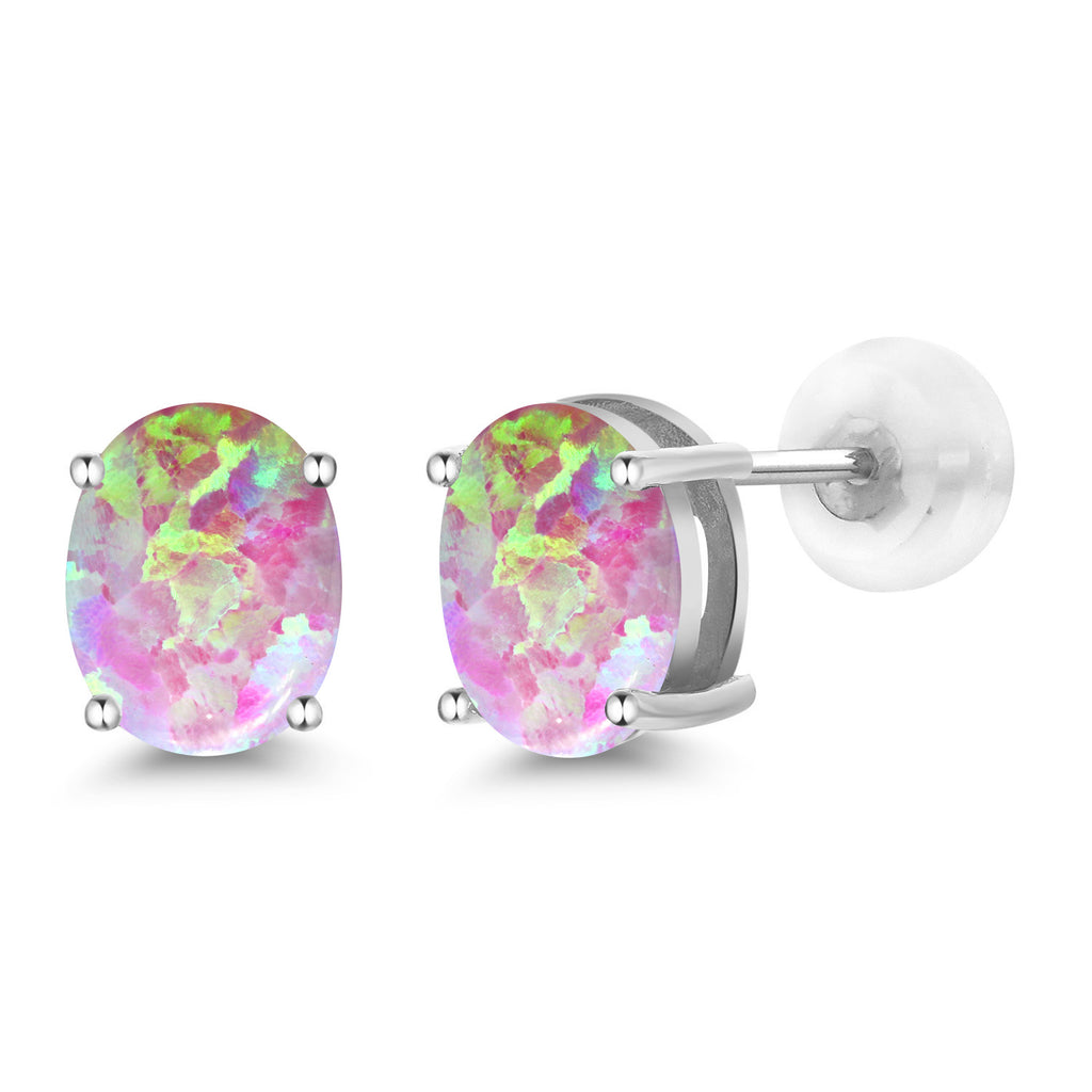 Pink Opal - October_14K White Gold_Earrings in 14K White Gold