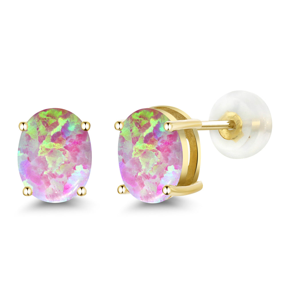 Pink Opal - October_14K Yellow Gold_Earrings in 14K Yellow Gold