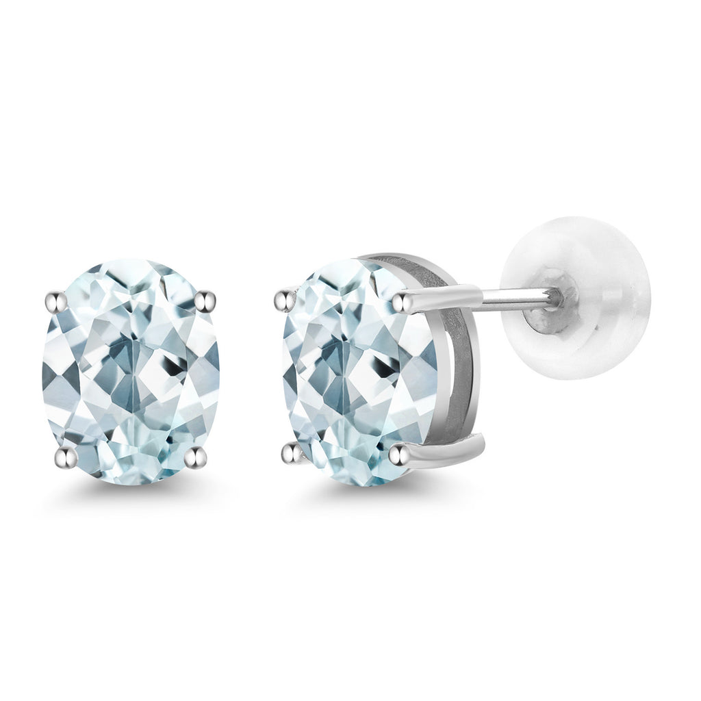Aquamarine - March_14K White Gold_Earrings in 14K White Gold