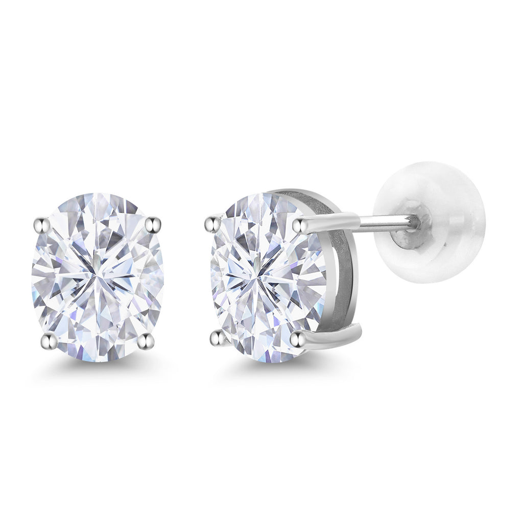 White Moissanite - April_14K White Gold_Earrings in 14K White Gold