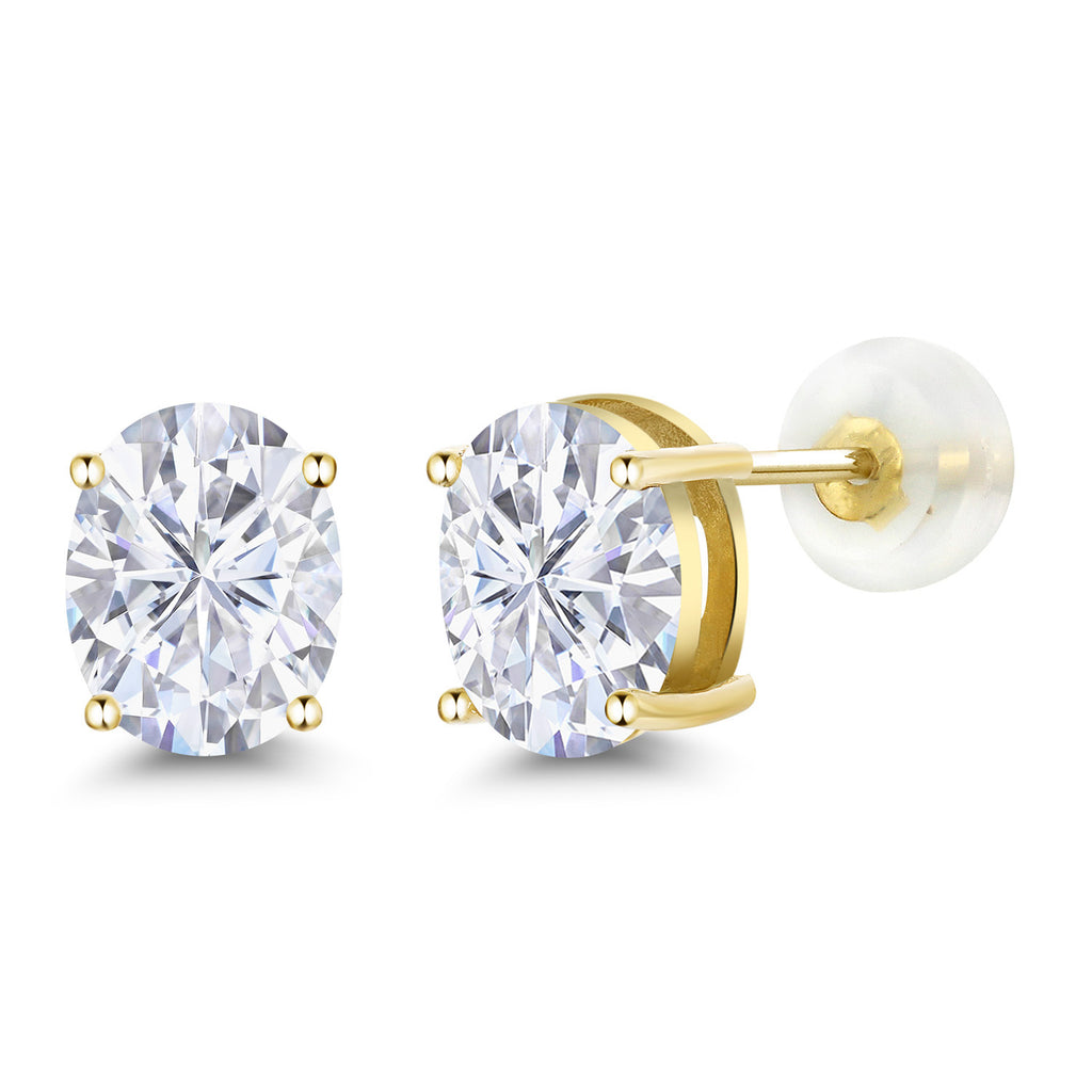 White Moissanite - April_14K Yellow Gold_Earrings in 14K Yellow Gold