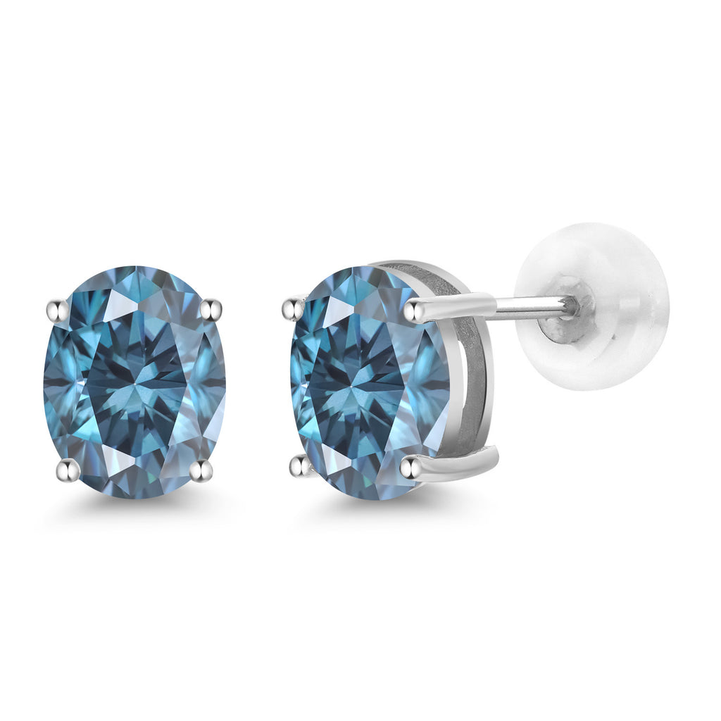 Persian Blue Moissanite - April_14K White Gold_Earrings in 14K White Gold