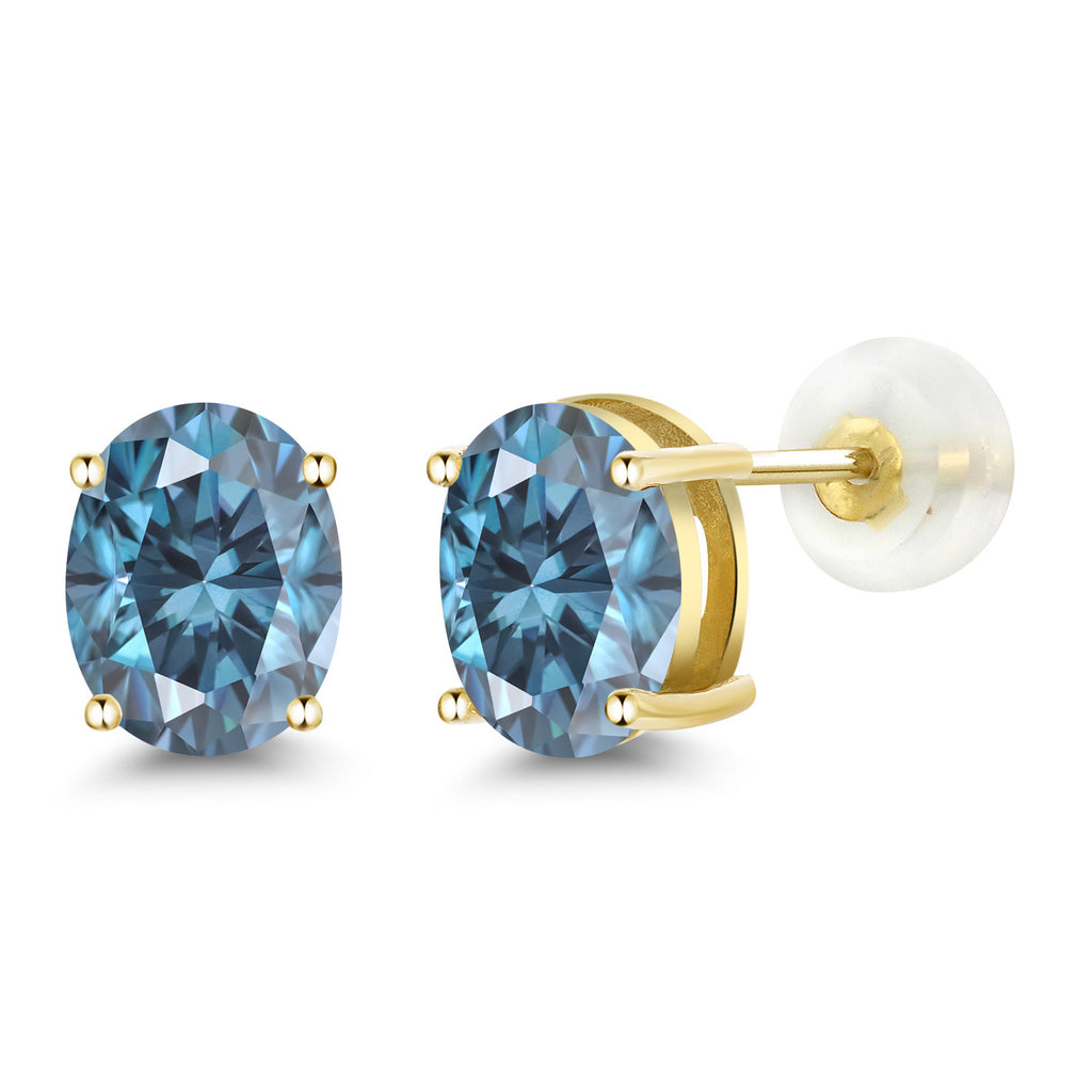 Persian Blue Moissanite - April_14K Yellow Gold_Earrings in 14K Yellow Gold