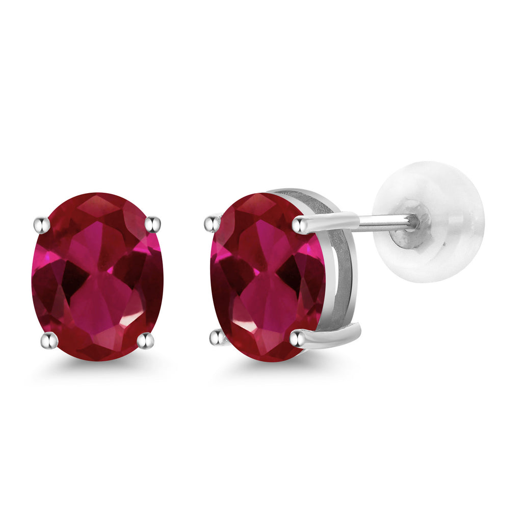 Created Ruby - July_14K White Gold_Earrings in 14K White Gold