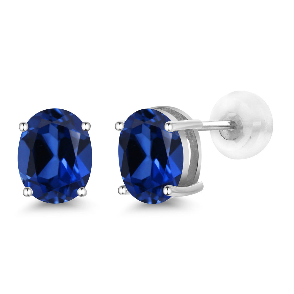 Blue Created Sapphire - September_14K White Gold_Earrings in 14K White Gold