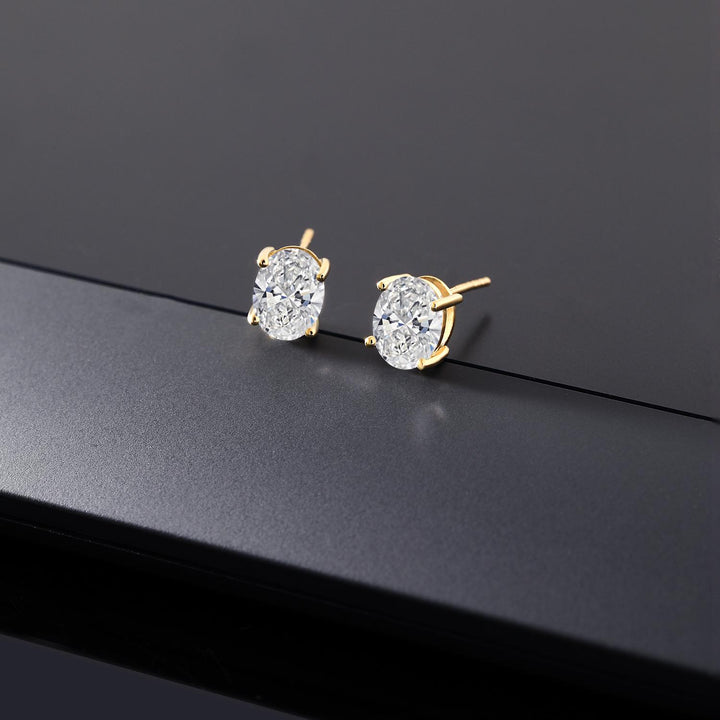 3.00 Ct Oval Cut 14K Yellow Gold IGI Certified Lab Grown Diamond Stud Earrings | F-G Color | VS Clarity | Gold Earrings For Women Men