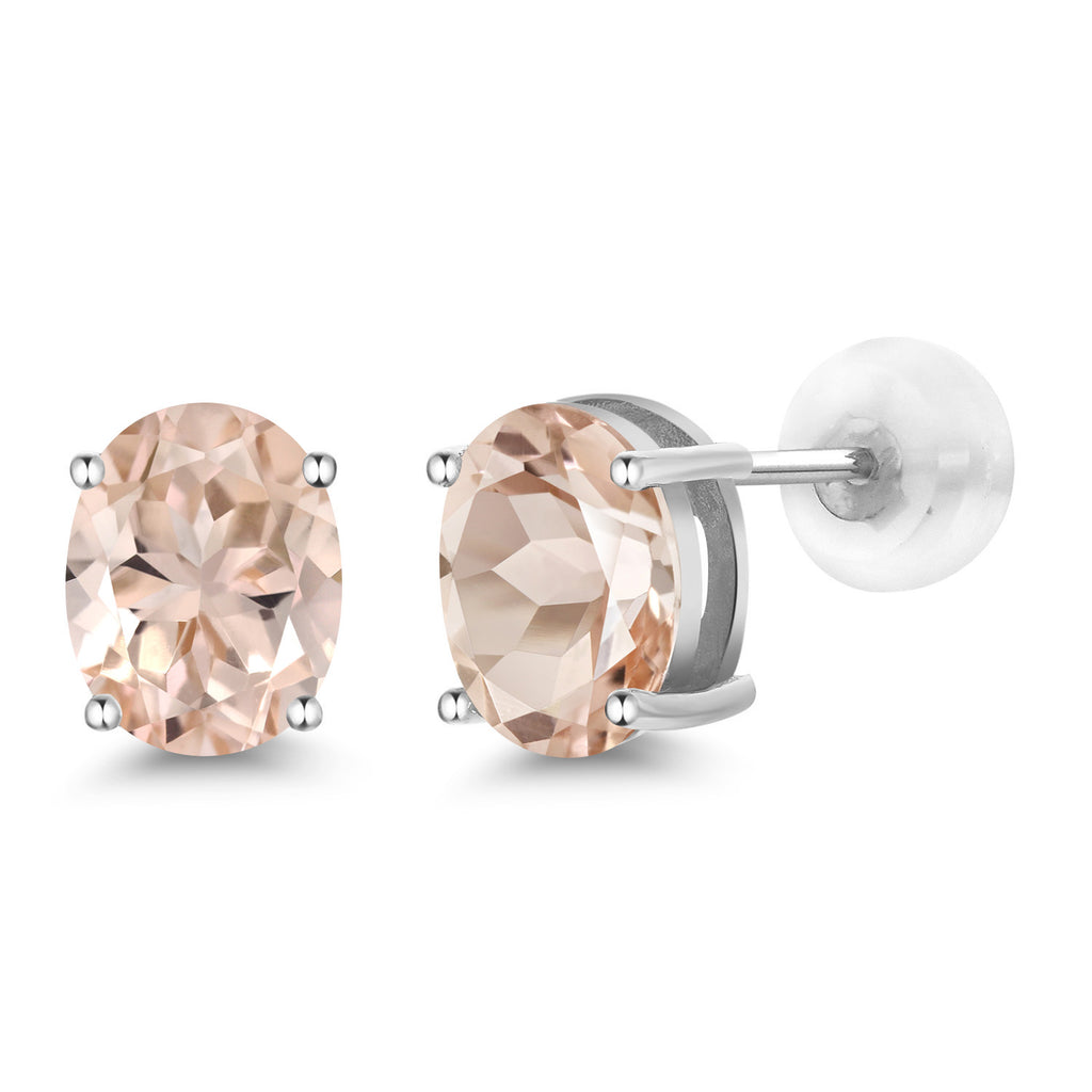 Morganite - October_14K White Gold_Earrings in 14K White Gold