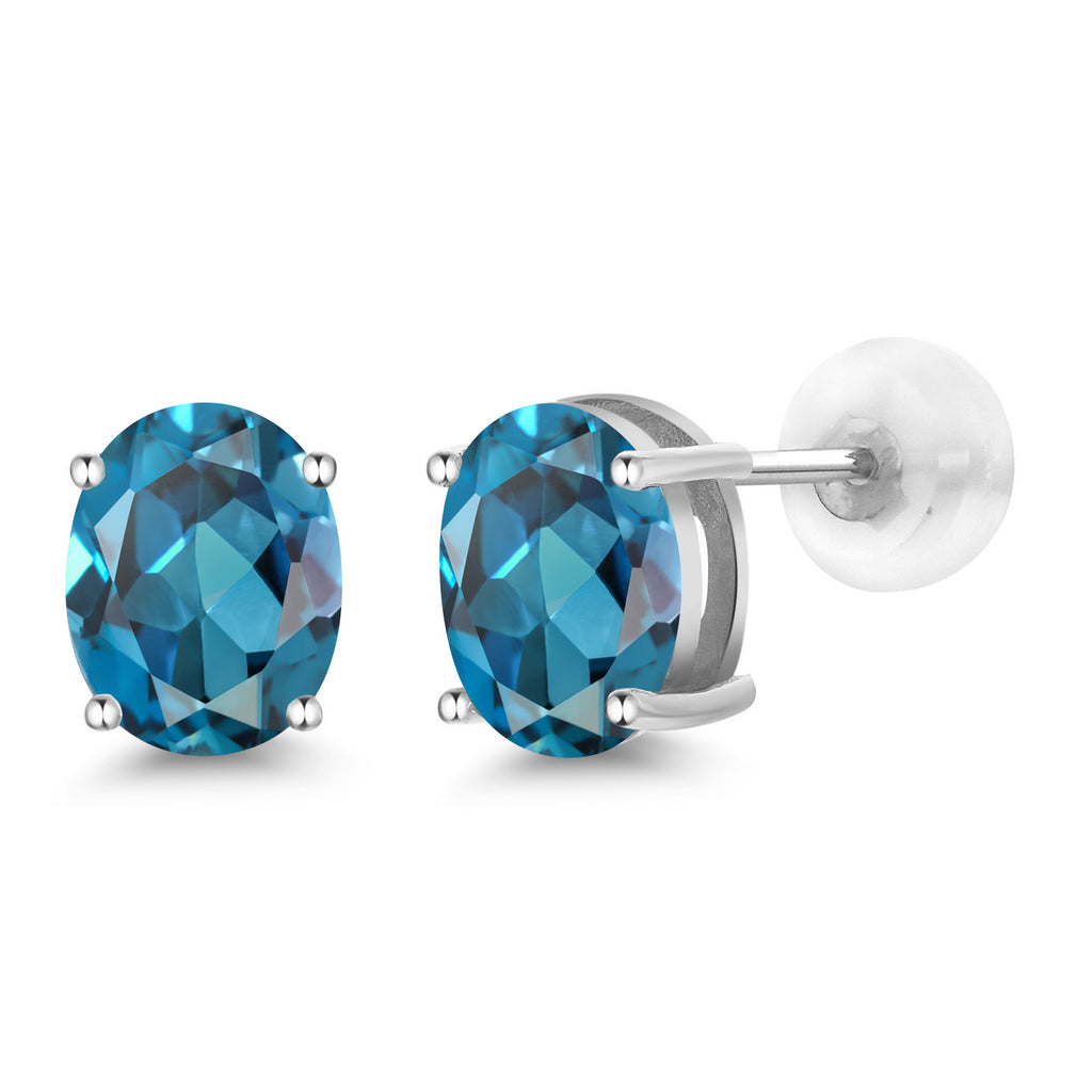 London Blue Topaz - November_14K White Gold_Earrings in 14K White Gold
