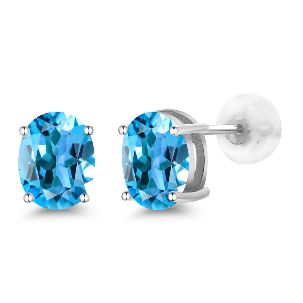 Swiss Blue Topaz - November_14K White Gold_Earrings in 14K White Gold