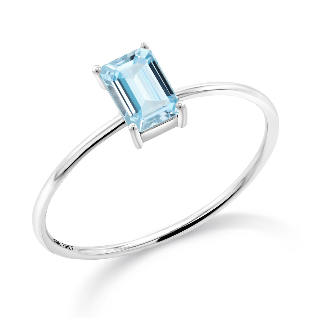 Aquamarine - March_7_Ring in 10K White Gold