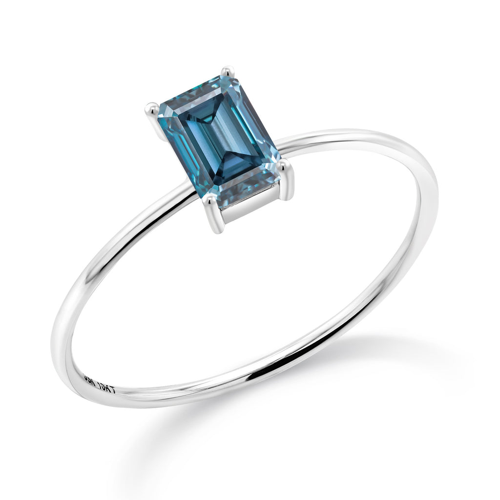 Persian Blue Moissanite - April_8_Ring in 10K White Gold