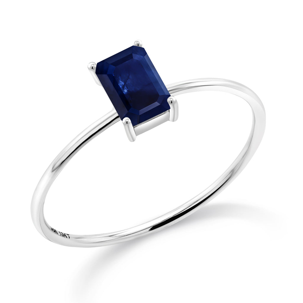 Blue Sapphire - September_8_Ring in 10K White Gold