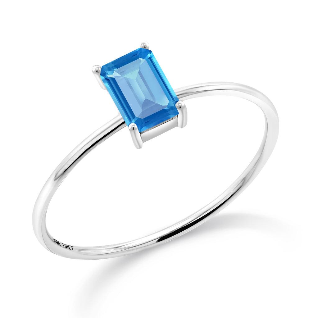 Swiss Blue Topaz - November_6_Ring in 10K White Gold