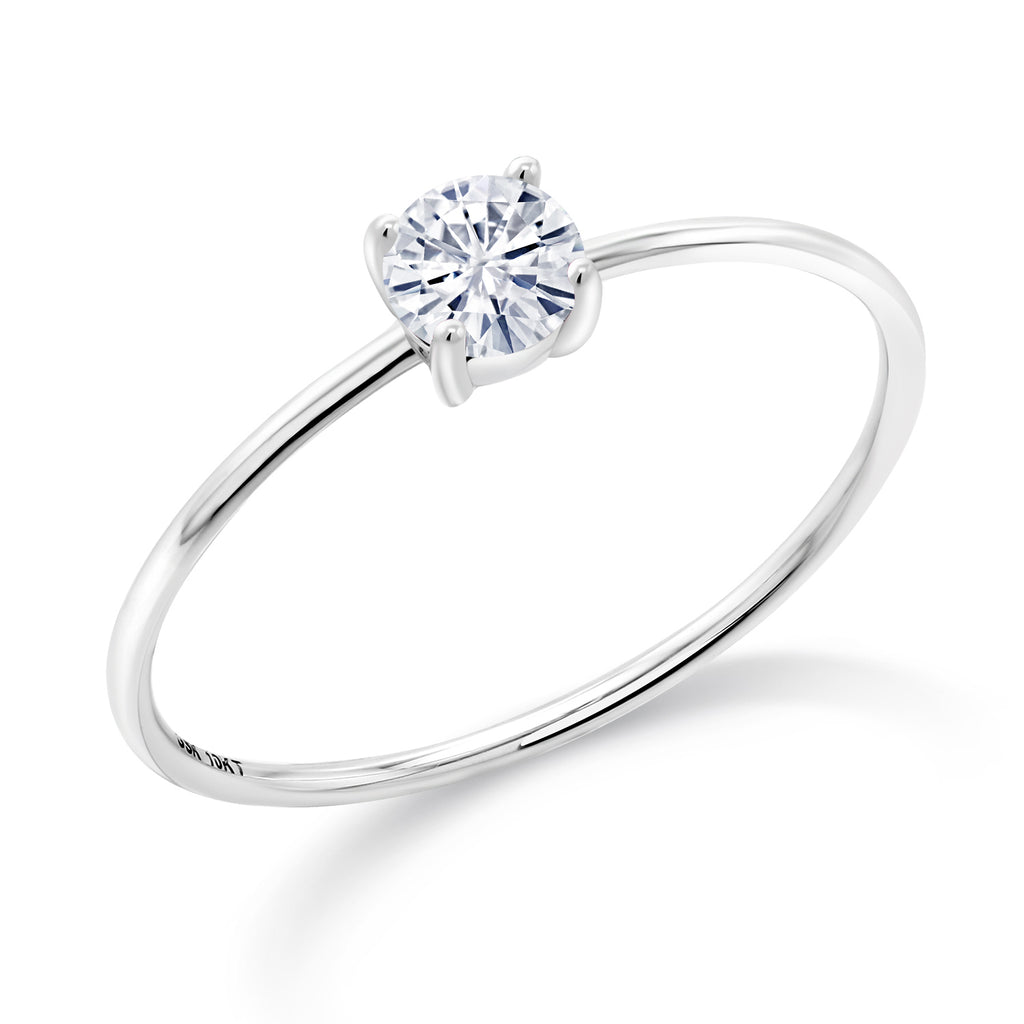 White Moissanite - April_5_Ring in 10K White Gold