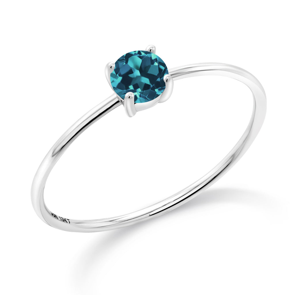 London Blue Topaz - November_8_Ring in 10K White Gold