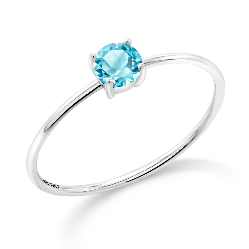 Swiss Blue Topaz - November_7_Ring in 10K White Gold