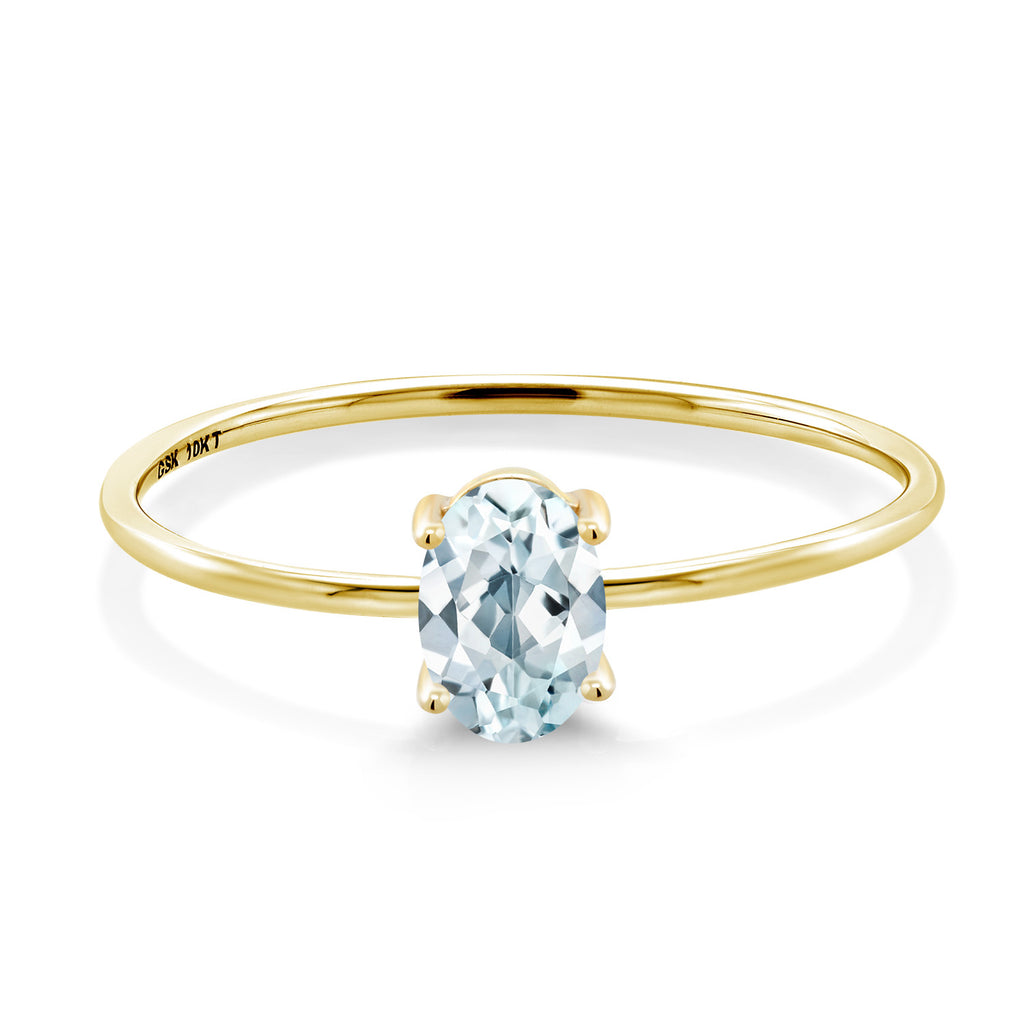 Aquamarine - March_Ring in 10K Yellow Gold