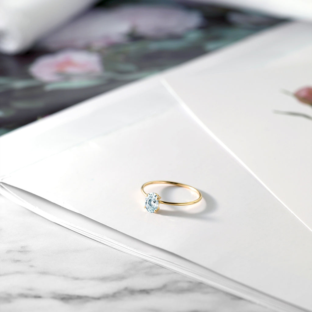 Aquamarine - March_Ring in 10K Yellow Gold