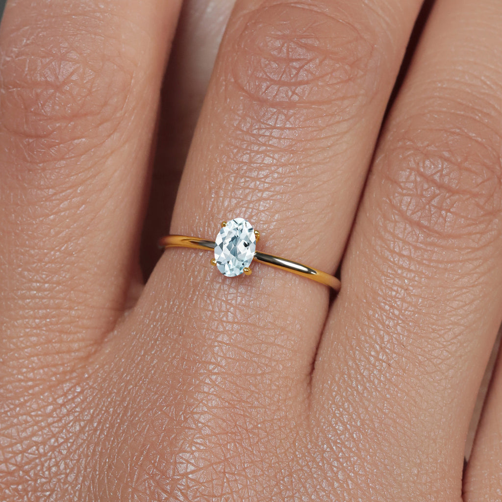 Aquamarine - March_Ring in 10K Yellow Gold