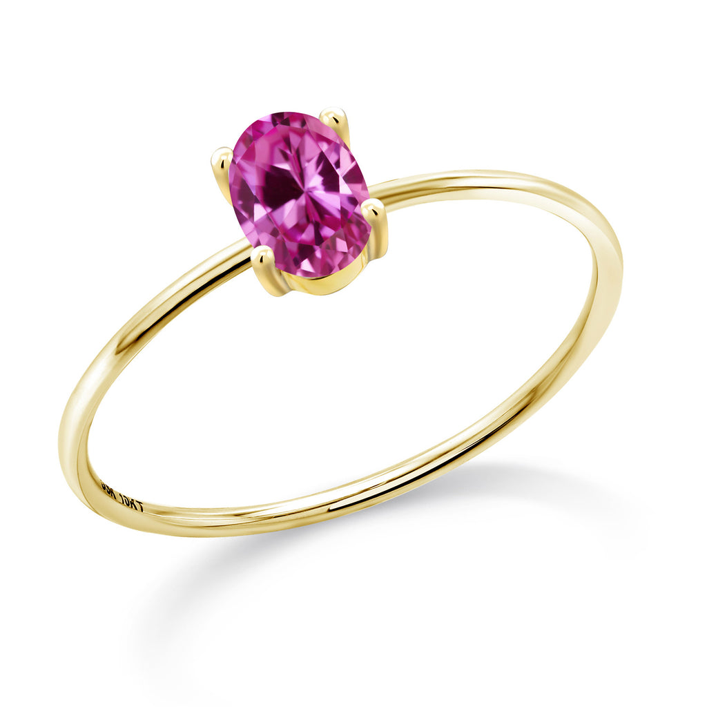Pink Created Sapphire - September_6_Ring in 10K Yellow Gold