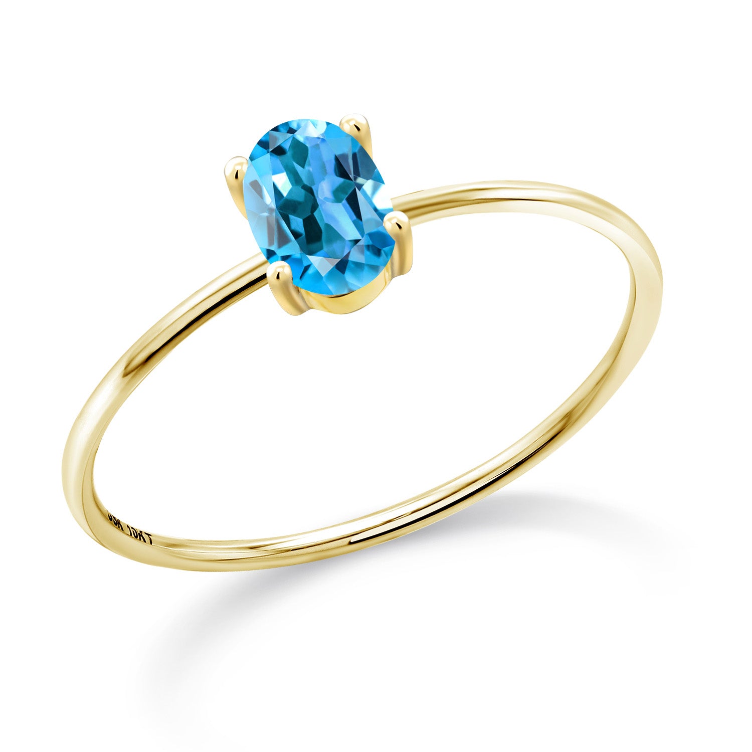 Swiss Blue Topaz - November_8_Ring in 10K Yellow Gold