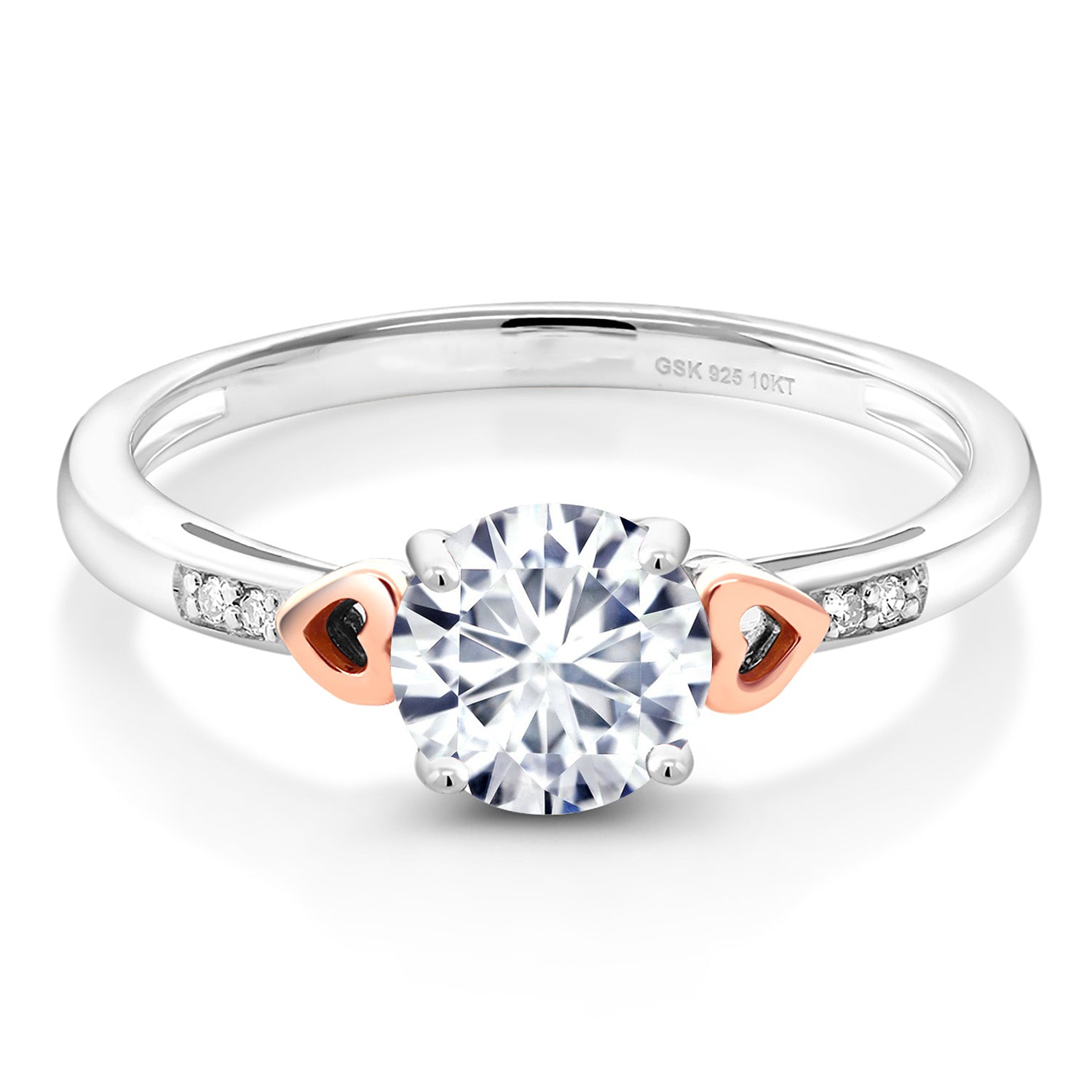 Moissanite_5_Ring in 925 Sterling Silver and 10K Rose Gold