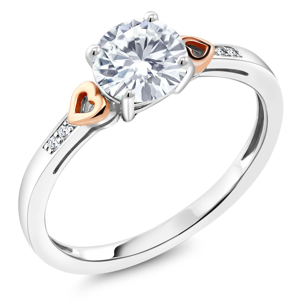 Moissanite_5_Ring in 925 Sterling Silver and 10K Rose Gold