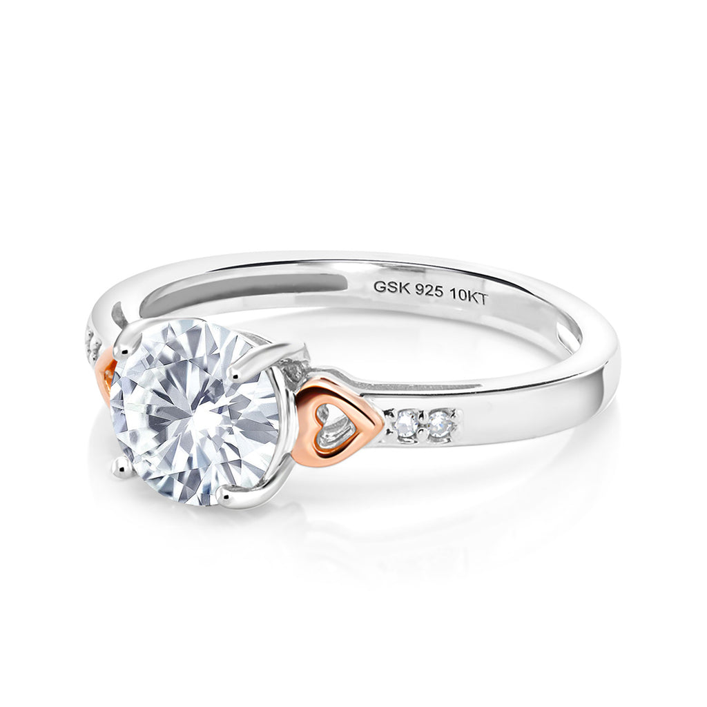 Moissanite_5_Ring in 925 Sterling Silver and 10K Rose Gold