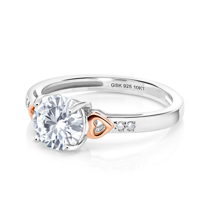 Moissanite_5_Ring in 925 Sterling Silver and 10K Rose Gold