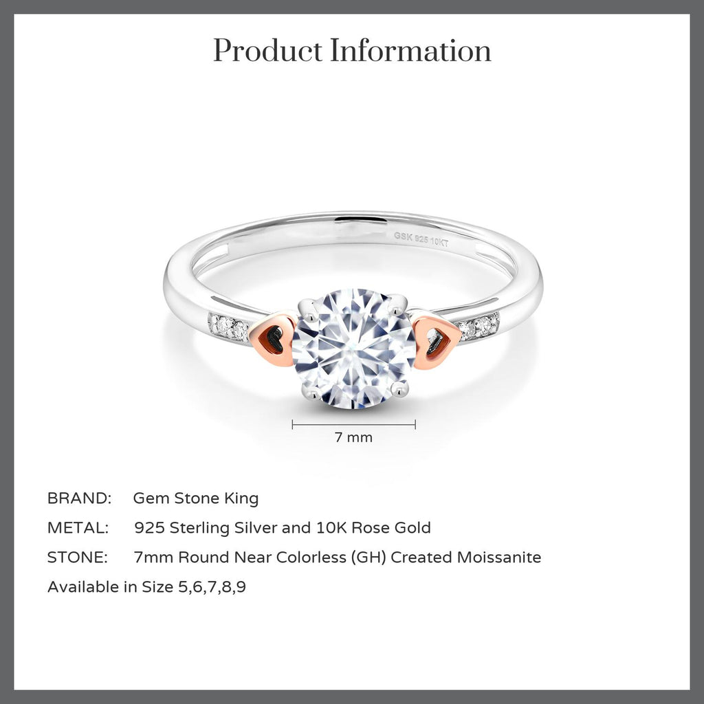 Moissanite_5_Ring in 925 Sterling Silver and 10K Rose Gold