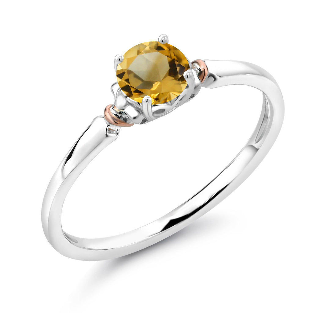 Citrine - November_7_Ring in 925 Sterling Silver and 10K Rose Gold