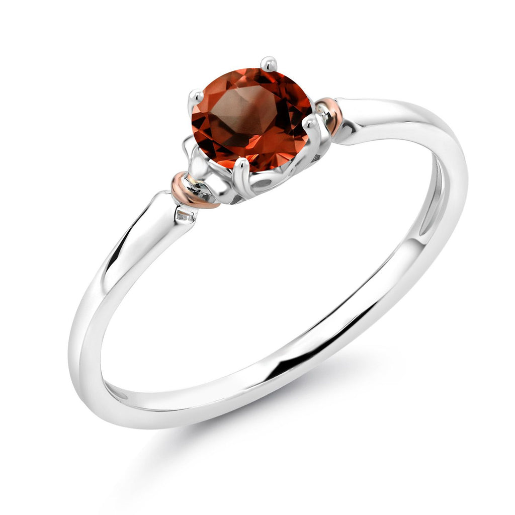 Garnet - January_8_Ring in 925 Sterling Silver and 10K Rose Gold