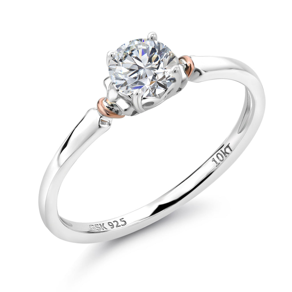 White Lab Grown Diamond - April_5_Ring in 925 Sterling Silver and 10K Rose Gold