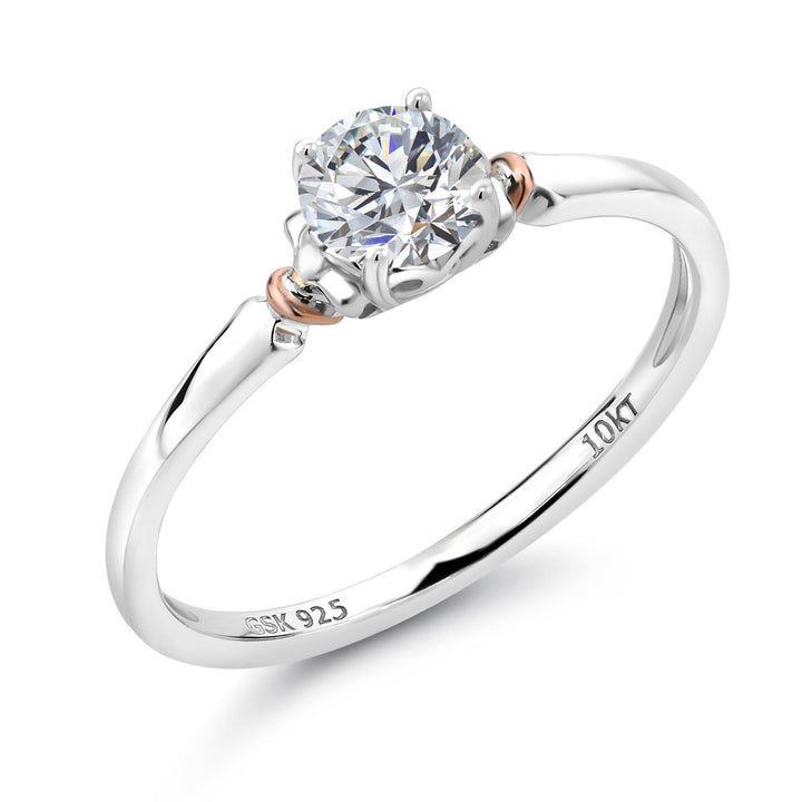 White Lab Grown Diamond - April_5_Ring in 925 Sterling Silver and 10K Rose Gold