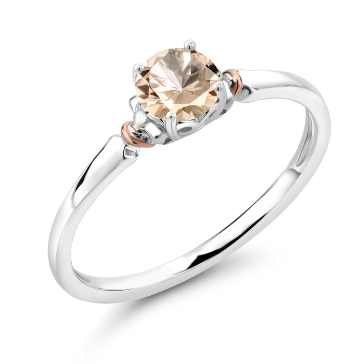 Morganite - October_5_Ring in 925 Sterling Silver and 10K Rose Gold
