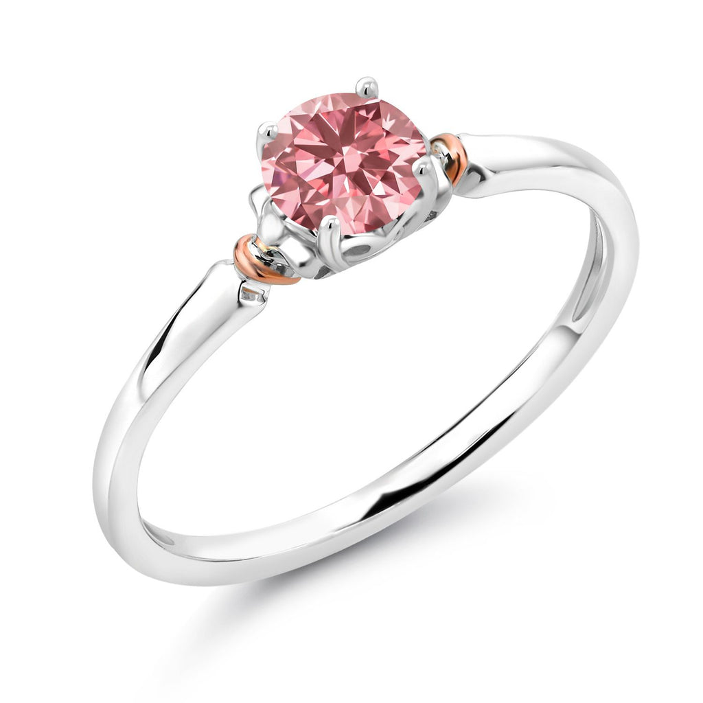Pink Lab Grown Diamond - April_5_Ring in 925 Sterling Silver and 10K Rose Gold