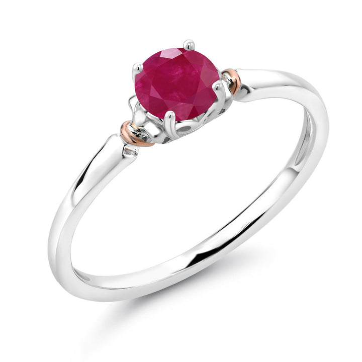 Ruby - July_5_Ring in 925 Sterling Silver and 10K Rose Gold